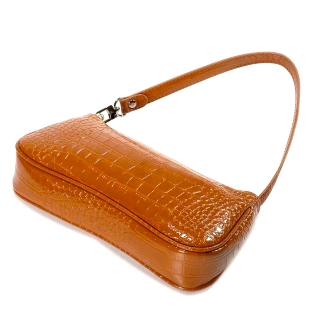 Brown croc embossed baguette bag​​​ - Picture 5 of 5